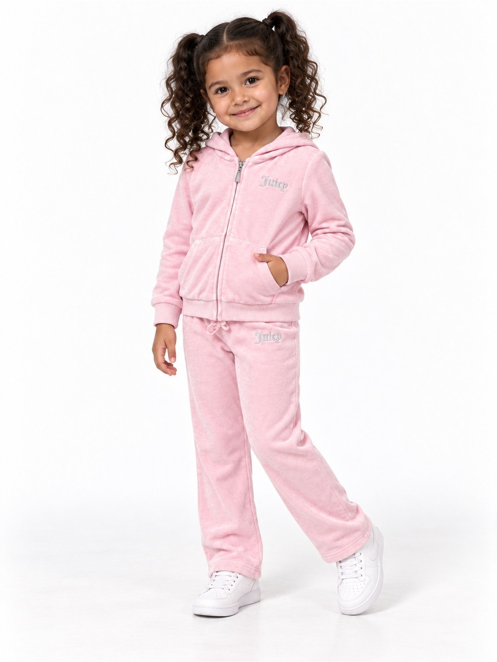 Juicy Couture Girls Pink Velour 2-Piece Tracksuit Set Size 4T
